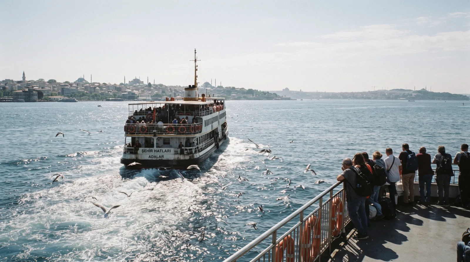A ferry leaving Istanbul for the Princes Islands across the Sea of Marmara, Türkiye