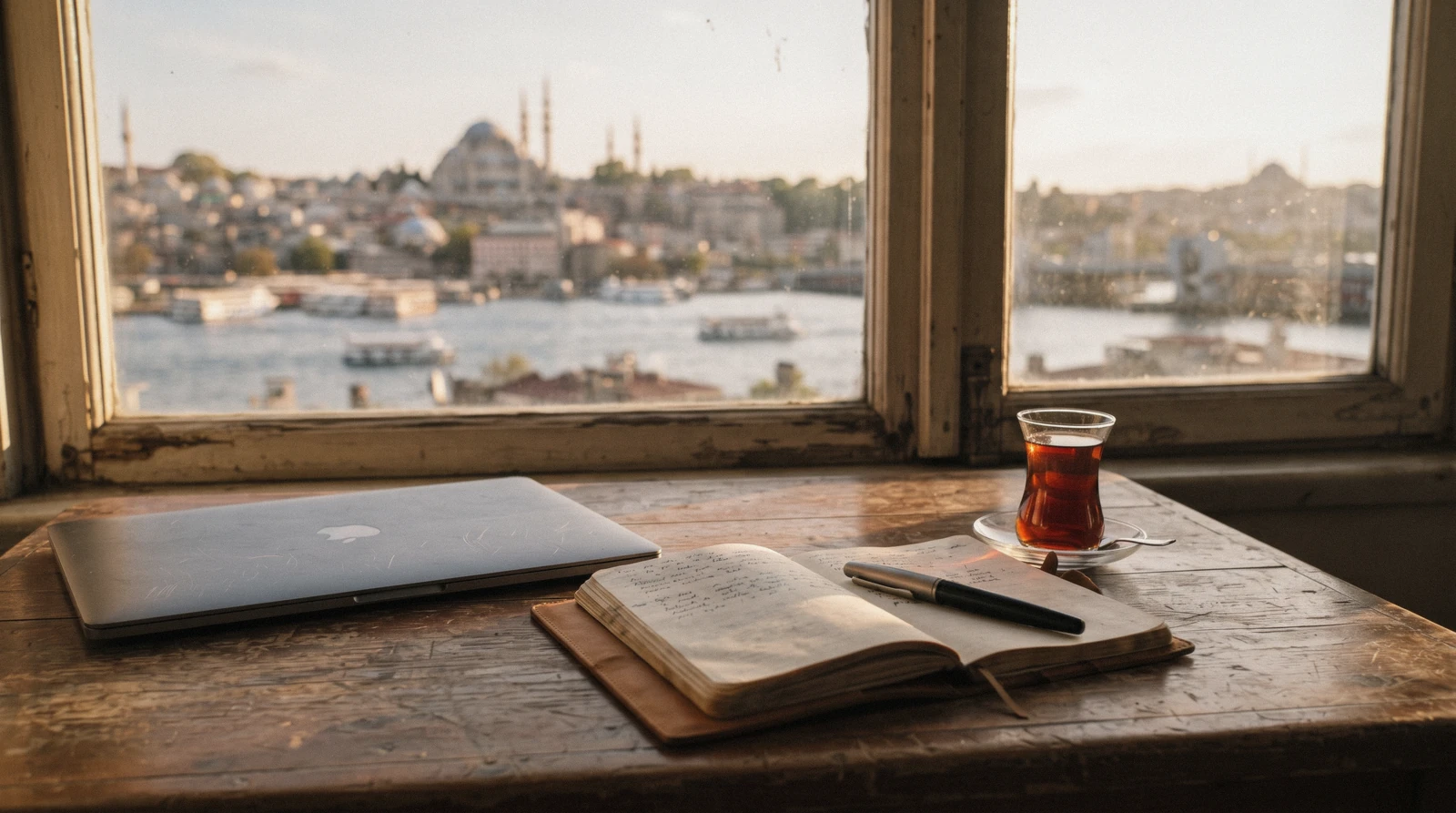 A desk with a laptop showing an official ticket tariff page for Istanbul, Türkiye