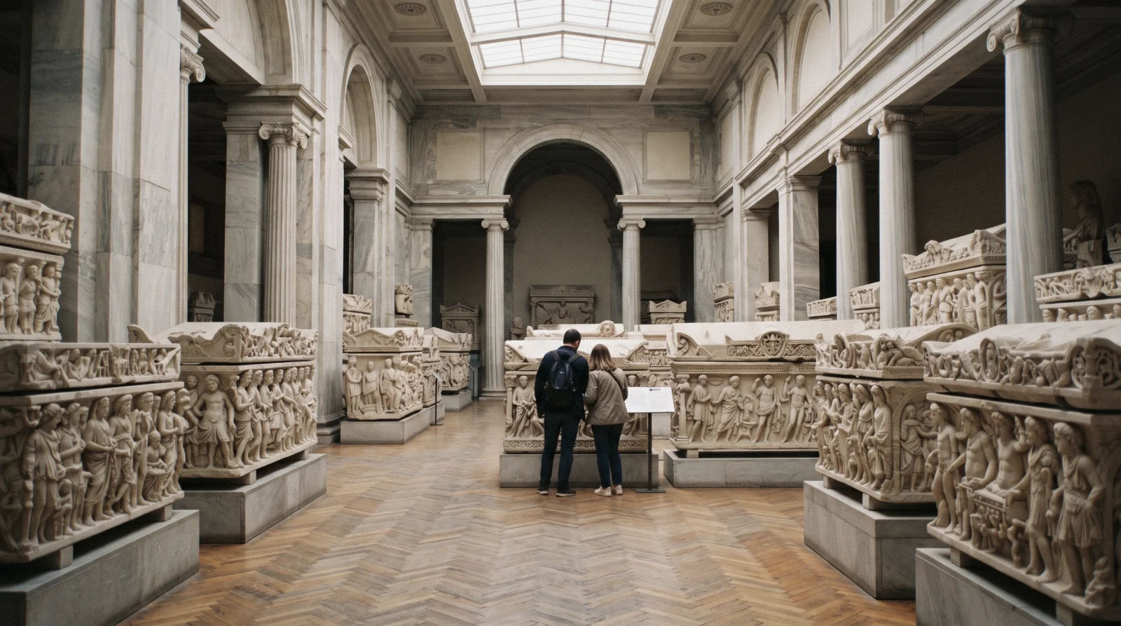 The Alexander Sarcophagus hall in the Istanbul Archaeological Museums, Türkiye